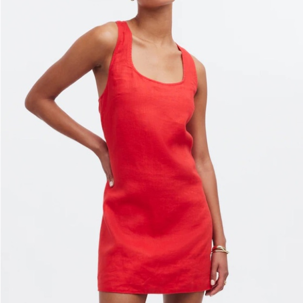 Cross-Back A-Line Mini Dress in Linen (runs large)